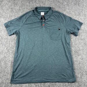 Flylow Polo Shirt Mens XL Blue Performance Stretch Pocket 3 Button Golf Casual